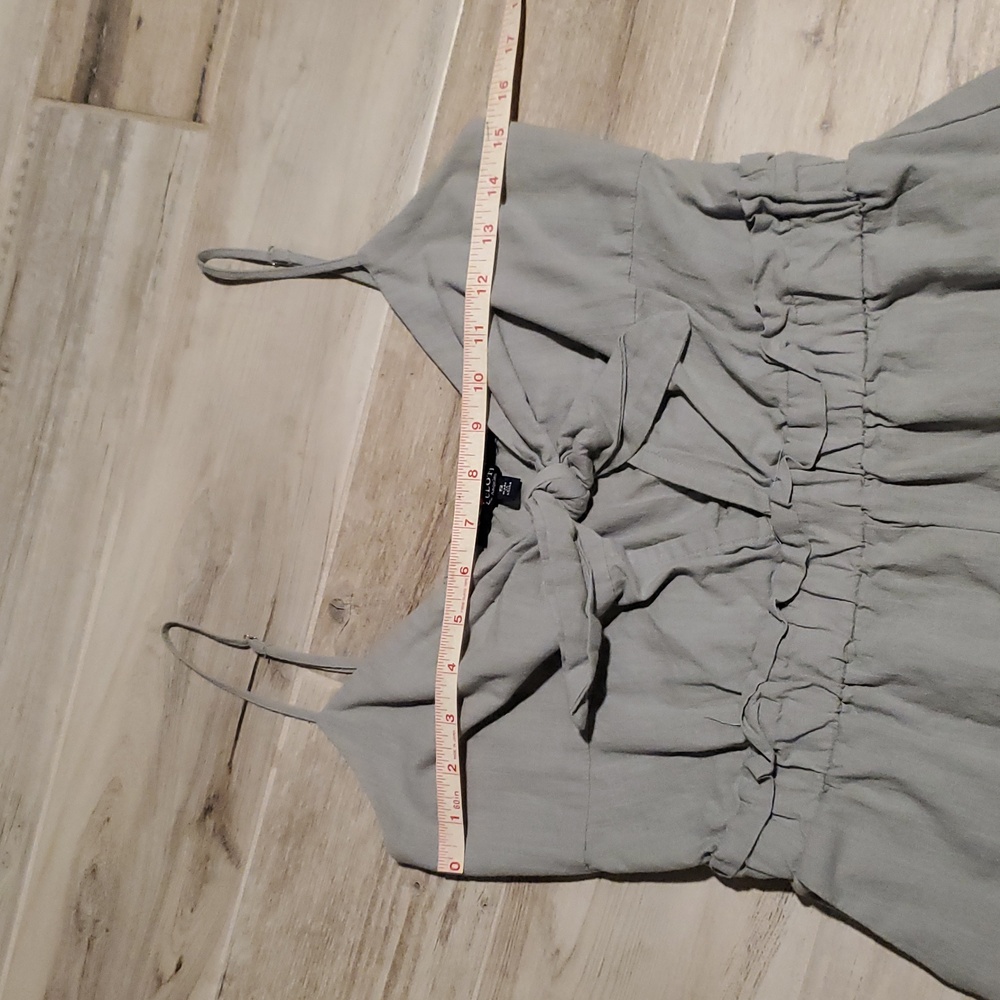 One Clothing Sage Green Romper Small Open Tie Front Summer Resort Cotton - Picture 6 of 9
